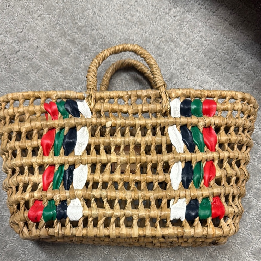 Clare V Woven Tote Bag with Multicolor Accents